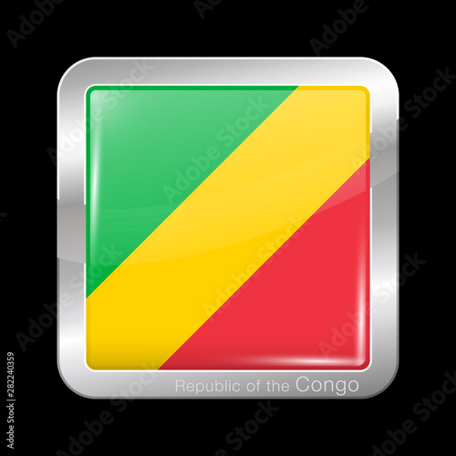 Free Download Flag of Republic of the Congo. Glossy and Metal Icon Square Shape. Vector - GFXLoad