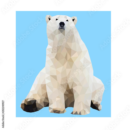 Polygon vector cute polar bear
