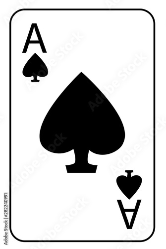 Ace of spades playing card. Icon in black color. Vector illustration. isolated.