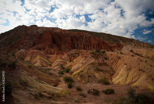 Panorama of Skazka aka Fairytale canyon, Issyk-Kul, Kyrgyzstan © homocosmicos