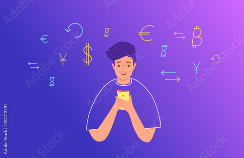 Online banking and electonic wallets concept flat vector illustration