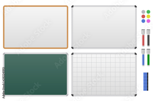 Set of magnetic marker boards.