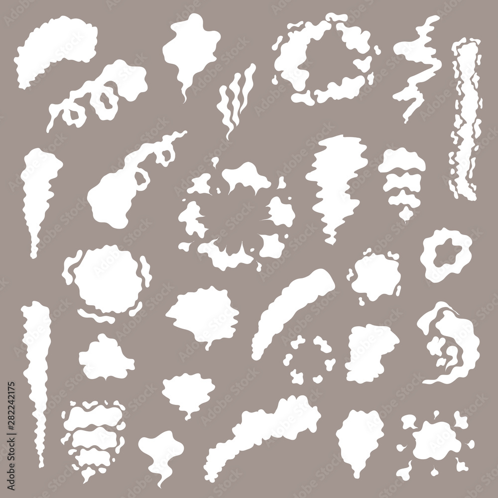 Obraz premium Set of white silhouettes of smoke.