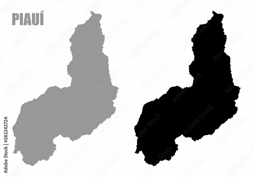 Piaui State silhouette maps isolated on white background