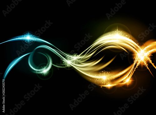 Vector awesome colorful waves on black background