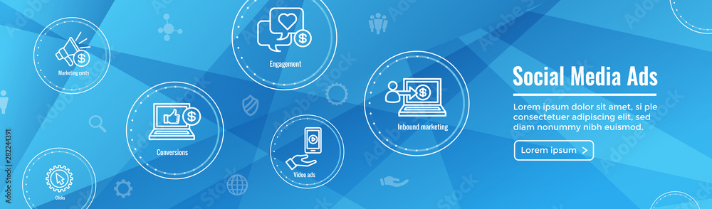 Social Media Ads Icon Set and Web Header Banner Social Media Ads Icon Set and Web Header Banner