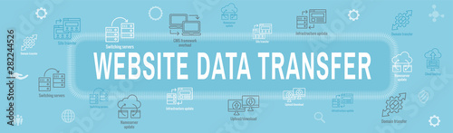 Website Data Transfer Icon Set and Web Header Banner