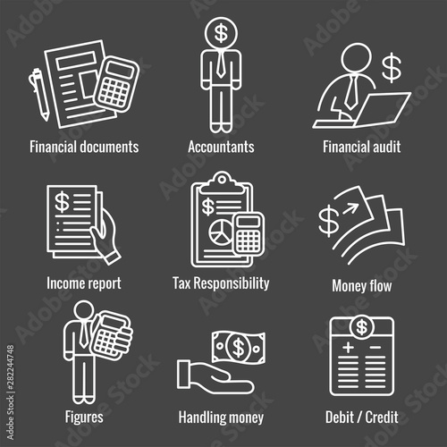 Accountant or Accounting Icon Set - money, accountant and figures images
