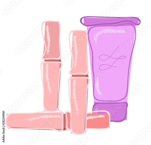 Make up flat icons set.  Cosmetic icons, vector symbols