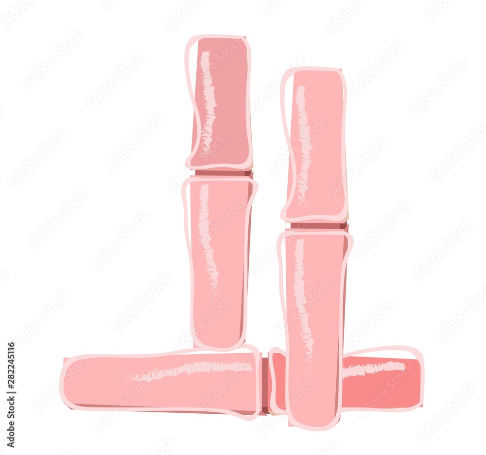 Lipstick and lip gloss for make up. Flat fashion icon on white background. Color icons with cosmetic products to create a make-up for internet, web, mobile apps, interface design. Lipstick and lip gloss for make up. Flat fashion icon on white background. Color icons with cosmetic products to create a make-up for internet, web, mobile apps, interface design.