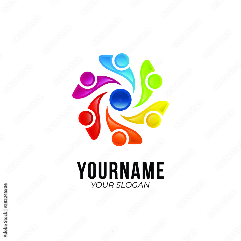  abstract teamwork, office, family logo template