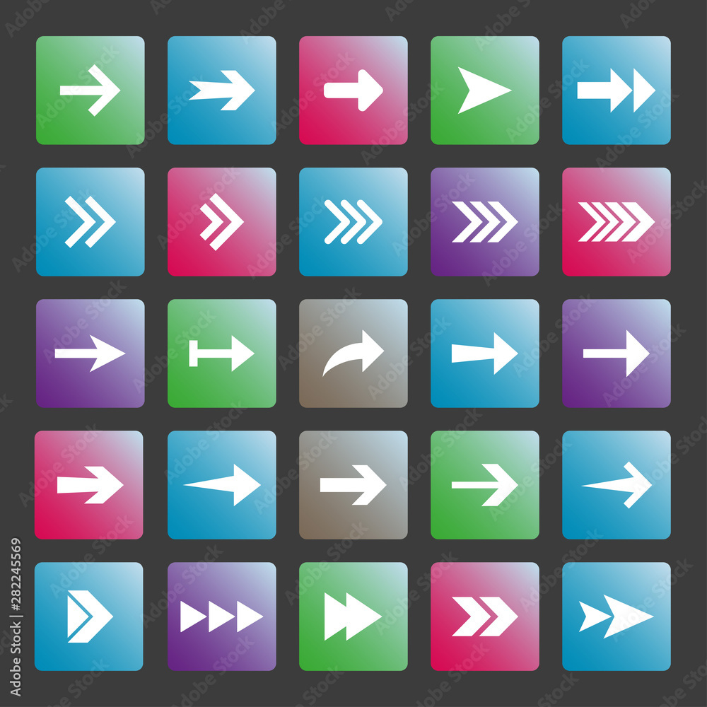 Arrow icon set. Vector illustration, flat design. Arrow icon set. Vector illustration, flat design.
