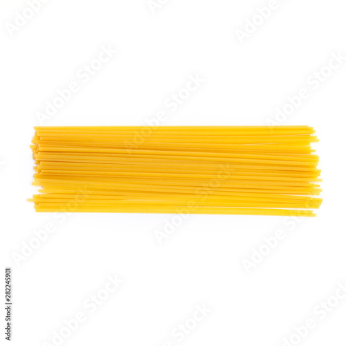 Raw pasta bavette isolated over white background photo