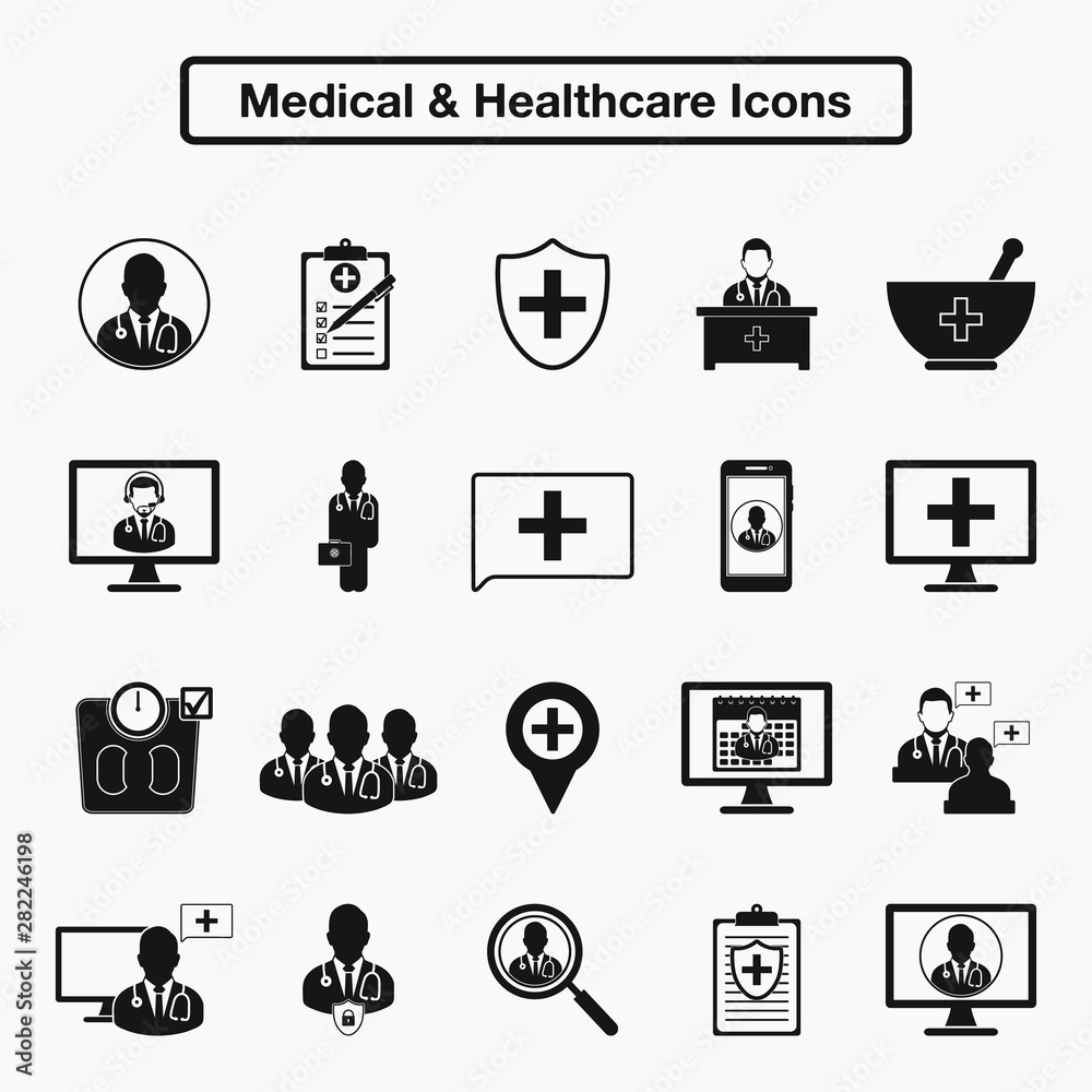 Medical and Healthcare Icon set. Flat style vector EPS.