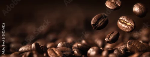Obraz Coffee Beans Closeup On Dark Background