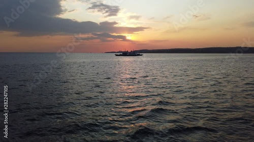 Yalova, Turkey - July 2019: Boat at sea on a summer day afternoon heading to Yalova