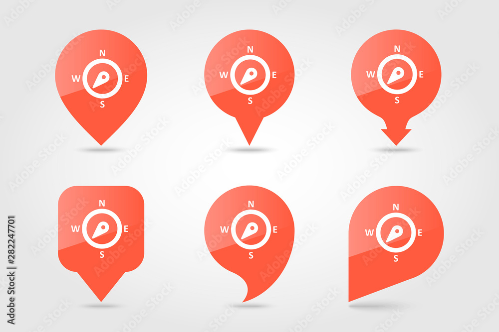Compass wind rose pin map icon. Weather Compass wind rose pin map icon. Weather