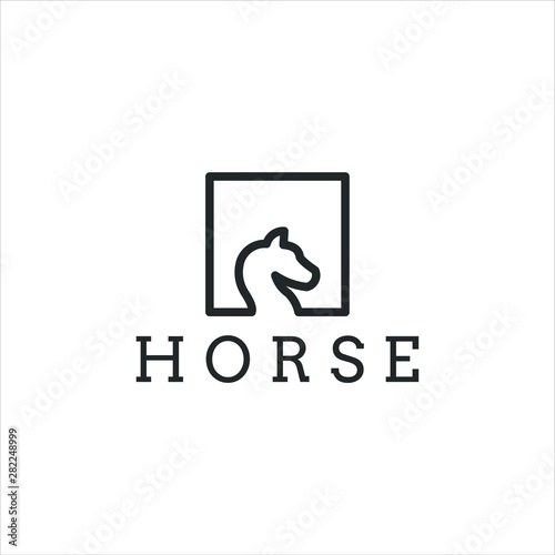 horse head logo with line art style shape © Royin