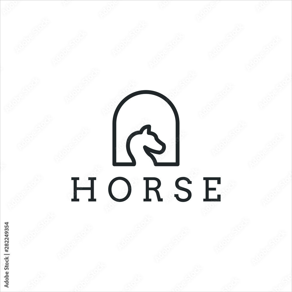horse head logo with line art style shape horse head logo with line art style shape