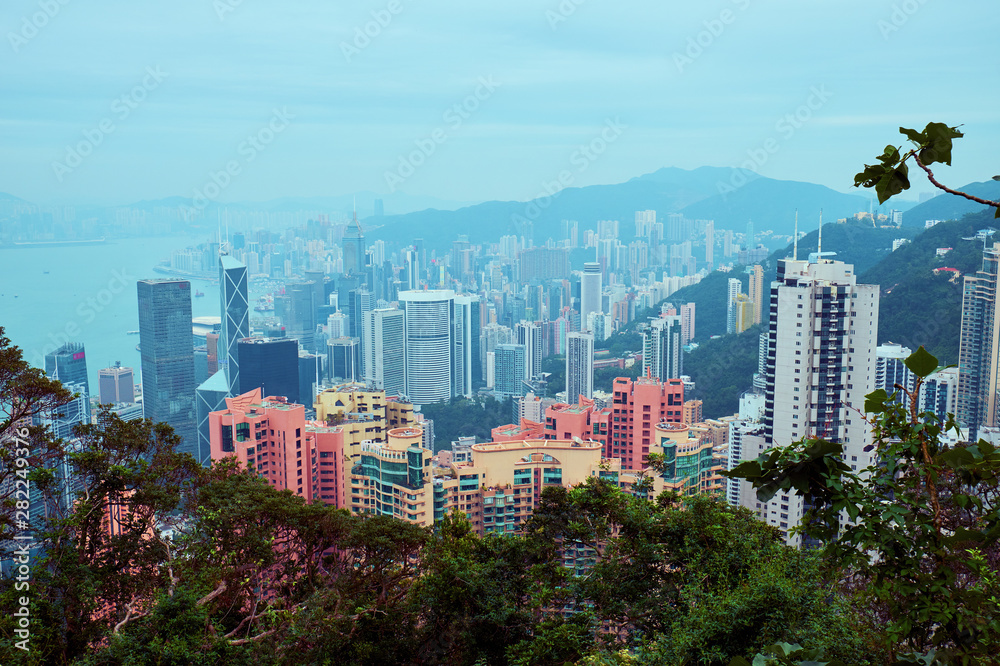 Obraz premium View from Victoria Peak to Hong Kong