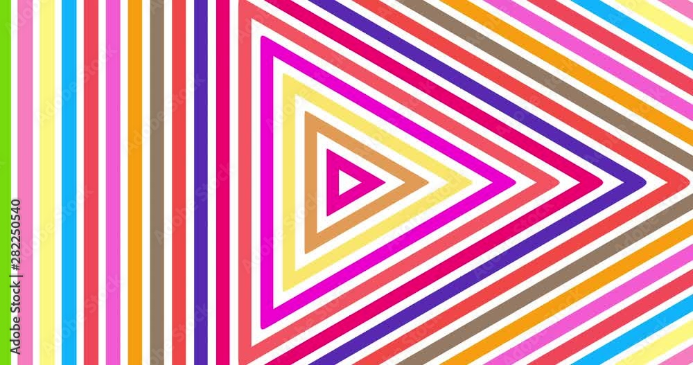 Triangle wave concentric animation multicolored abstract  hypnotic background. Minimal and multicolor loop