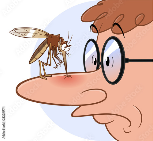 Mosquito biting nose