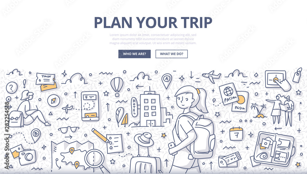 Plan Your Trip Doodle Concept