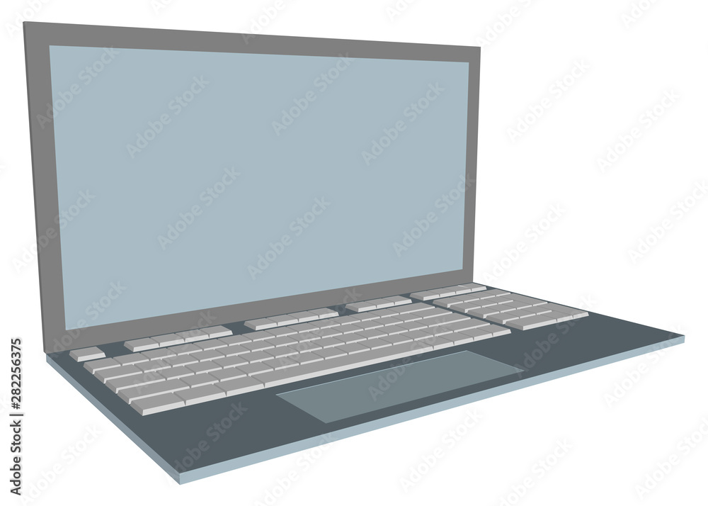 Open notebook isometric side view, with blank screen, isolated on white background EPS10 vector illustration. Open notebook isometric side view, with blank screen, isolated on white background EPS10 vector illustration.
