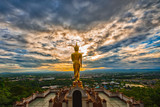 Wat Phrathat Khao Noi with Sunrise and the mist. This temple is the best location  view of Nan province, Thailand.