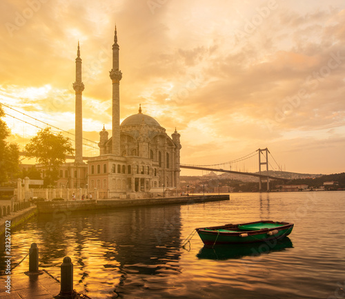 Ortakoy Mosque and Bosphorus view at sunrise