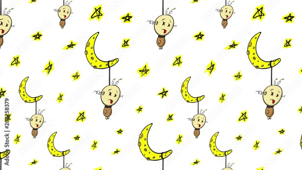 Character on moon seamless white Character on moon seamless white