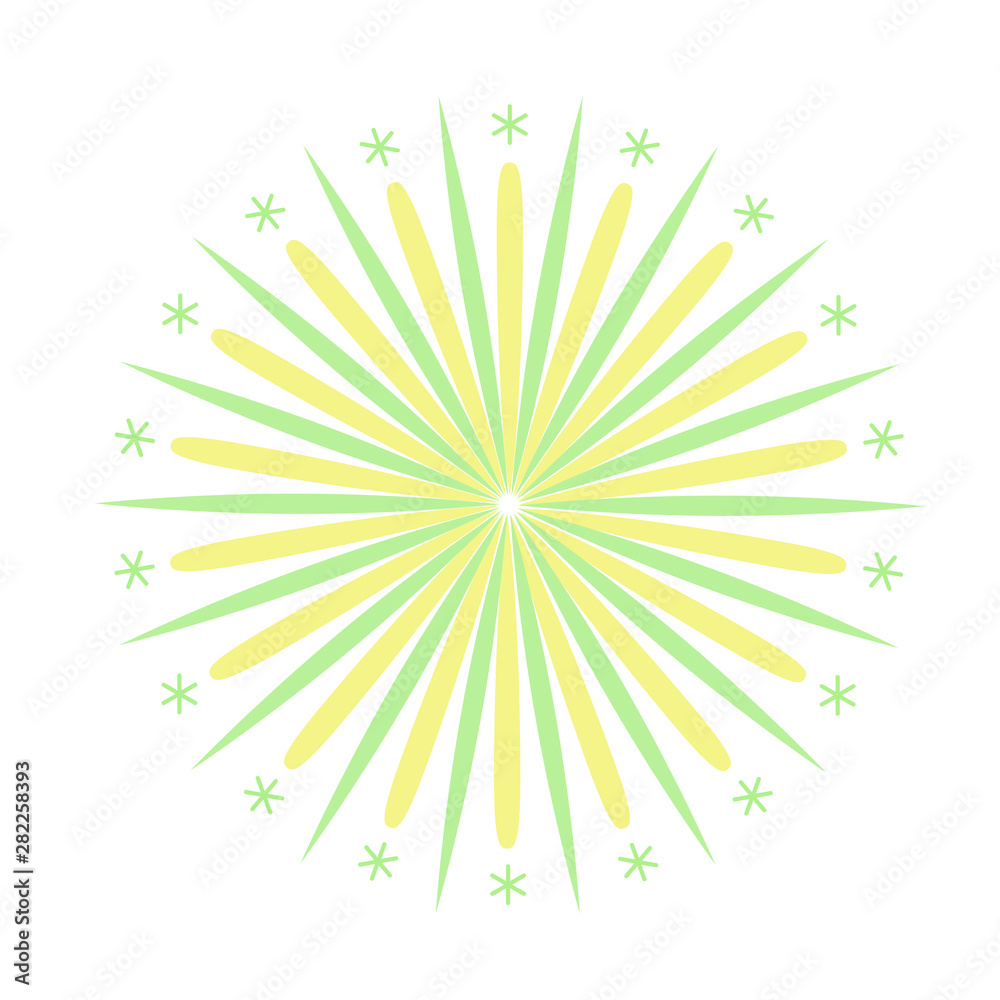 Colorful firework. Celebration fire firework, christmas pyrotechnics firecracker for winter party festival birthday celebration or anniversary firecracker background isolated vector