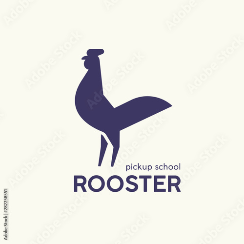 Logotype with silhouette of rooster or cock