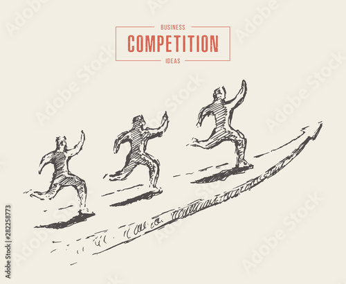 Businessmen competing success draw a vector sketch