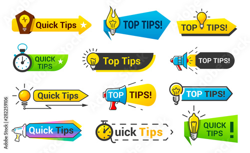 Quick tips icon set, information banner design