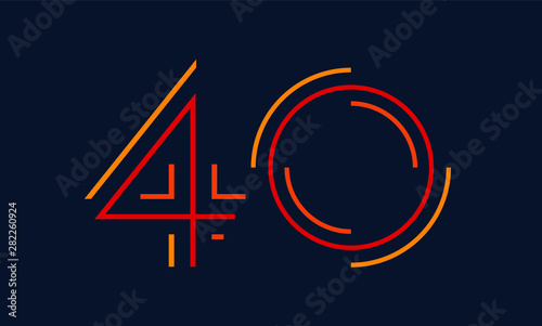 Number forty vector font alphabet, modern dynamic flat design with brilliant colorful for your unique elements design ; logo, corporate identity, application, creative poster & more 