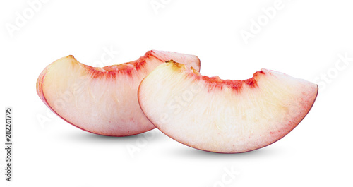 Nectarine fruit slice isolated on white background