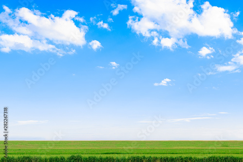 View of the meadow and the sky on cloudy days