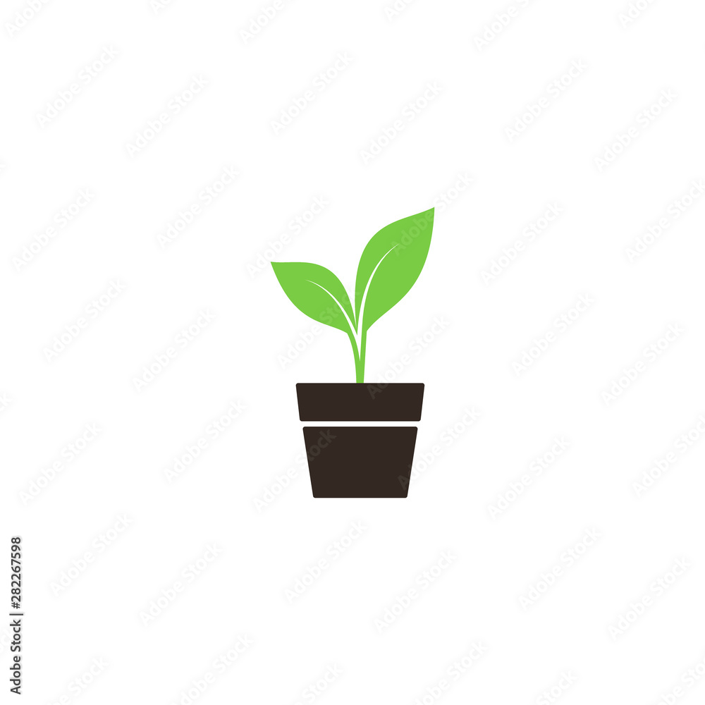 Young green sprout in a pot simple vector colorful icon. New plant in a pot Young green sprout in a pot simple vector colorful icon. New plant in a pot