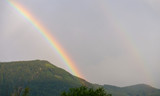 Rainbow at rainy day in Austria, tyrol alps