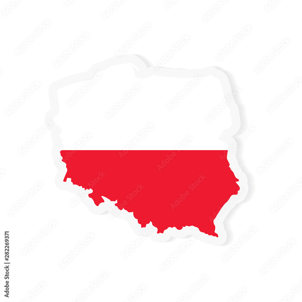 Fototapeta premium red and white Poland map and flag- vector illustration