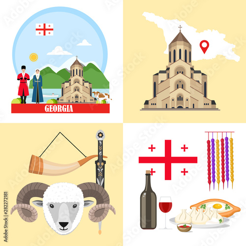 Georgia background set with georgian sights, features, history