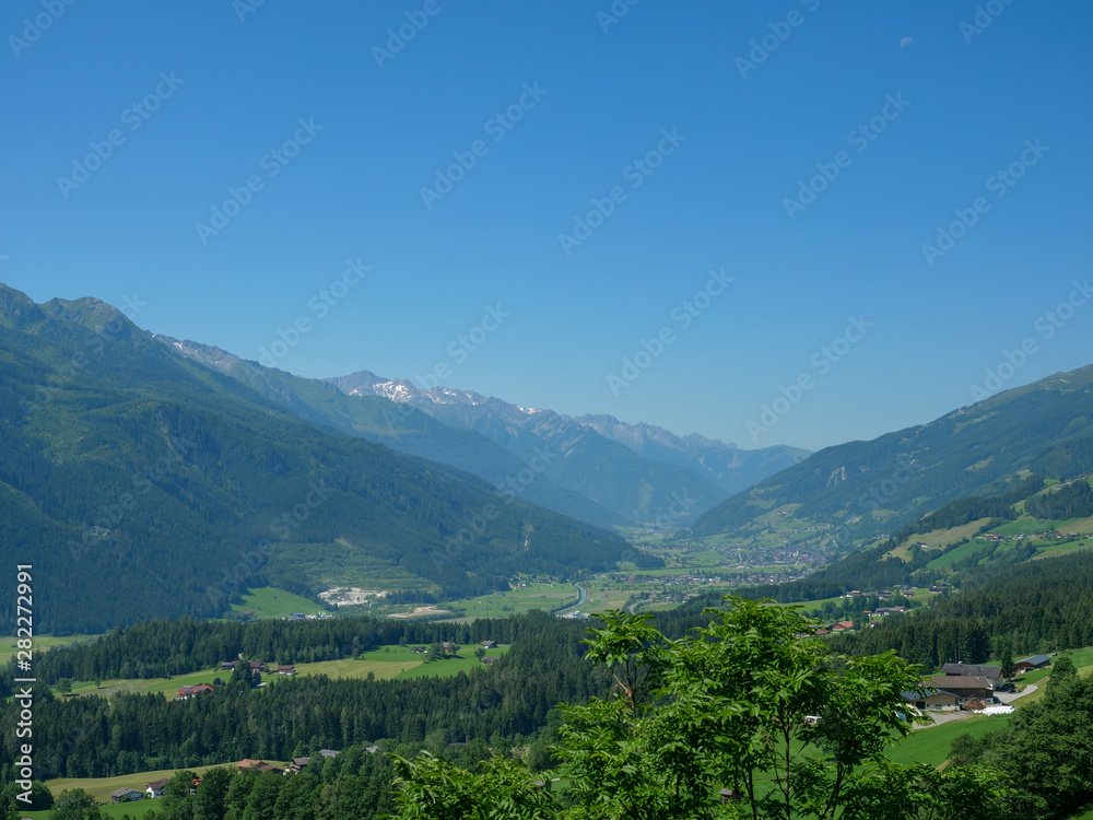 Landscape in the Tyrol Alps mountains in Austria, at the ferleiten Park