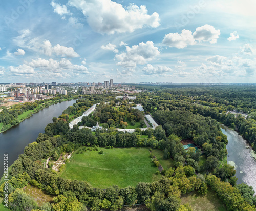 The Estate Of The Romanovs In Izmailovo. Moscow  Russia. Aerial panoramic drone view