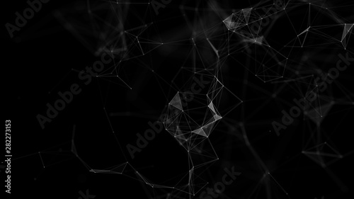 Abstract black digital background. Big data visualization. Science background. Big data complex with compounds. Lines plexus.