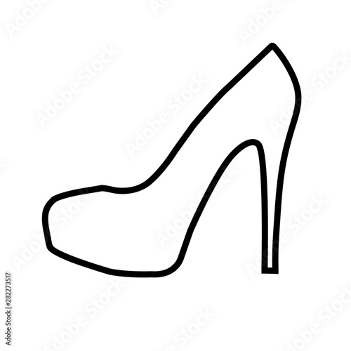 Women's Shoe line icon, logo isolated on white background