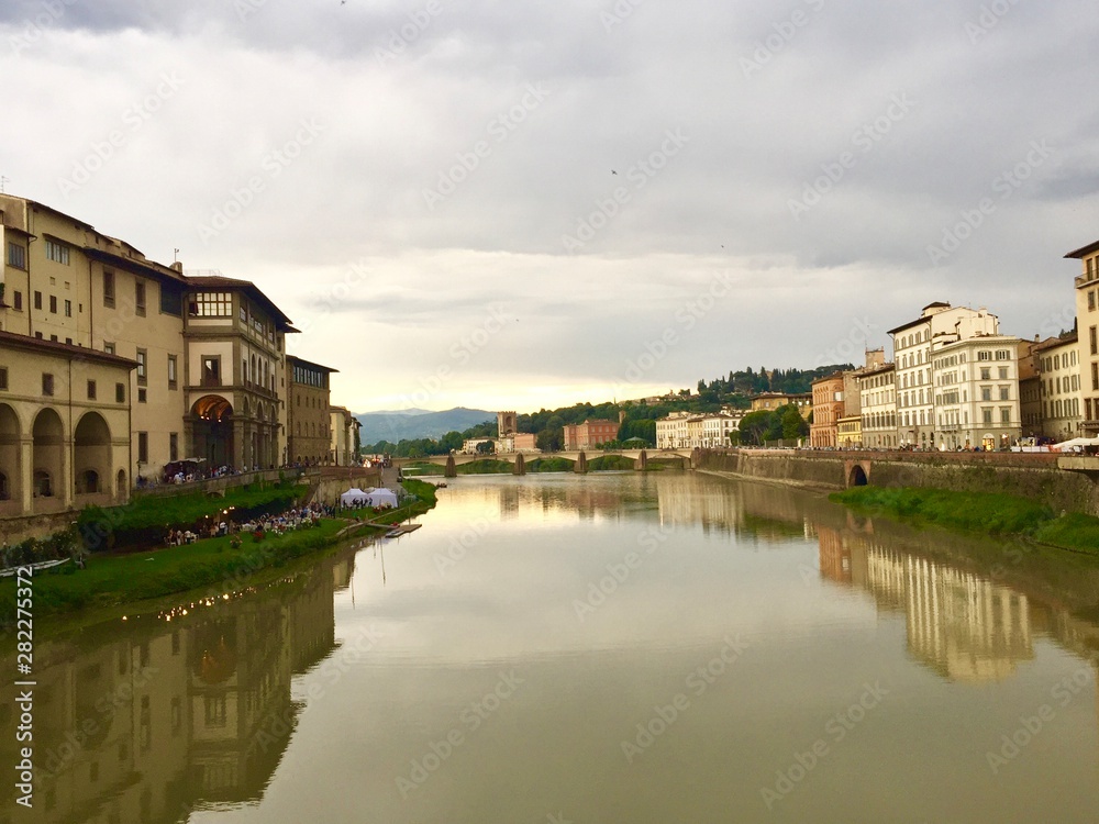 The Arno River in Florence Italy seen from the Ponte Vecchio