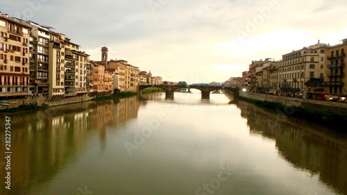The Arno River in Florence Italy seen from the Ponte Vecchio © Mary Baratto