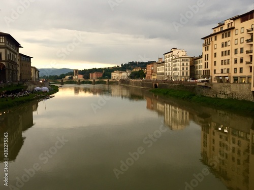 The Arno River in Florence Italy seen from the Ponte Vecchio