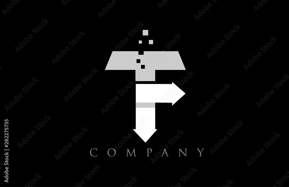 T white black alphabet letter logo company icon design